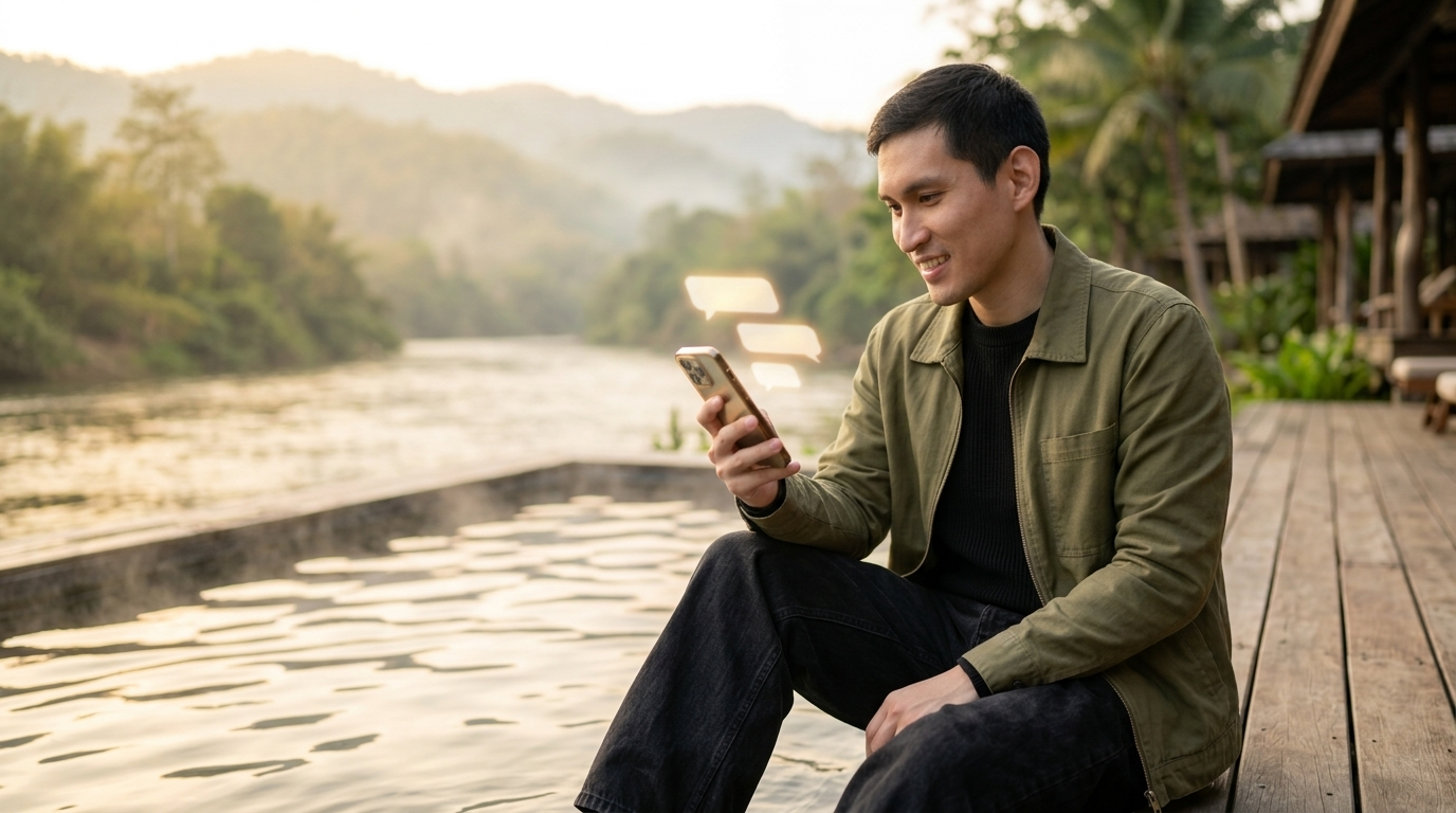 Hero wallpaper for AI Concierge สำหรับรีสอร์ทในเครือระดับภูมิภาค — ตอบลูกค้าเอง 91% เก็บรายชื่อลูกค้าสนใจจอง 321 รายใน 5 สัปดาห์